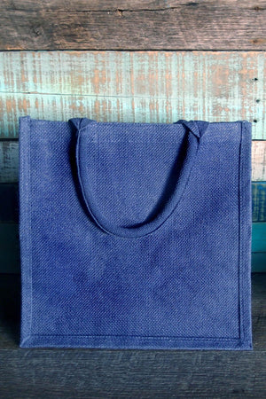 blue burlap 12x12 euro tote bag