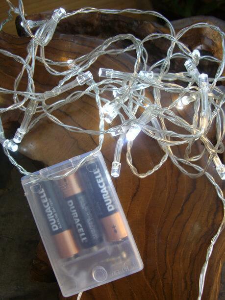 Clear Wire Battery Operated LED Lights 10.5 Feet 24 Lights