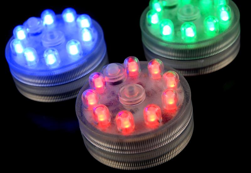 Submersible Battery Operated Multi-Function LED Lights with Remote Control  - Set of 10