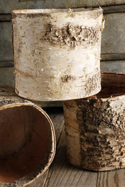 birch bark covered 6 planters pot w liner - thumbnail number 4