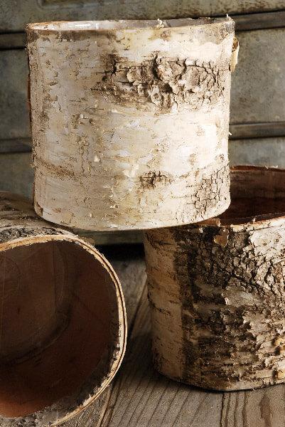 birch bark covered 6 planters pot w liner - thumbnail number 4