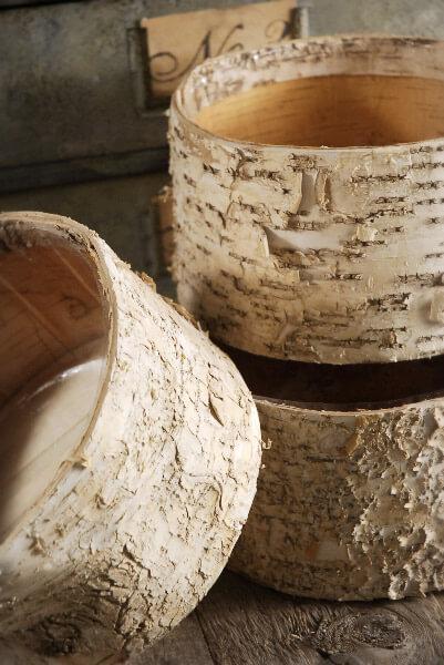 Birch Bark Pots Round 7.5 x 4"