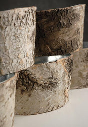 natural birch bark zinc pot planter 6x3 - thumbnail number 1