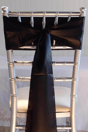10 black satin chair sashes 6x108