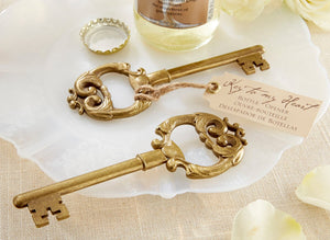 Key to My Heart Bottle Opener, Antique Key, Wedding Favors