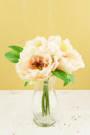 Peony Silk Bouquet in Peach - 10" Tall