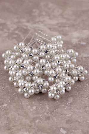 20 Pearl & Diamond Bouquet Picks 2.5in