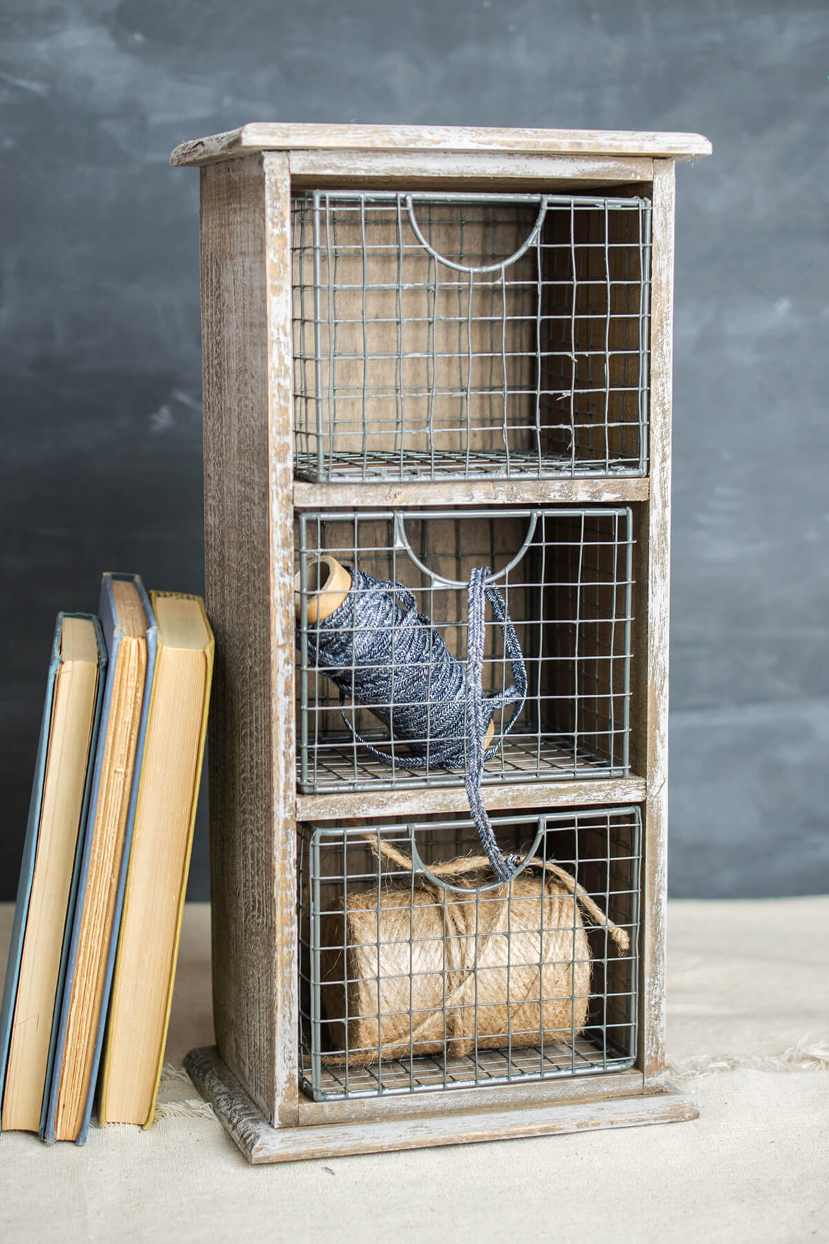 Tabletop Storage  with 3 Wire Baskets 14"