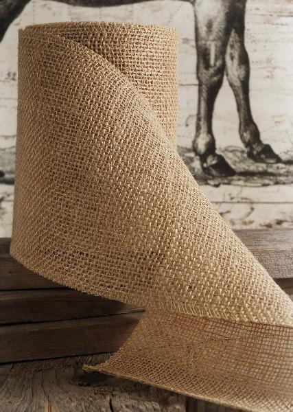 2.5 inch x 10 yards Natural Brown Burlap Wired Edge Ribbon