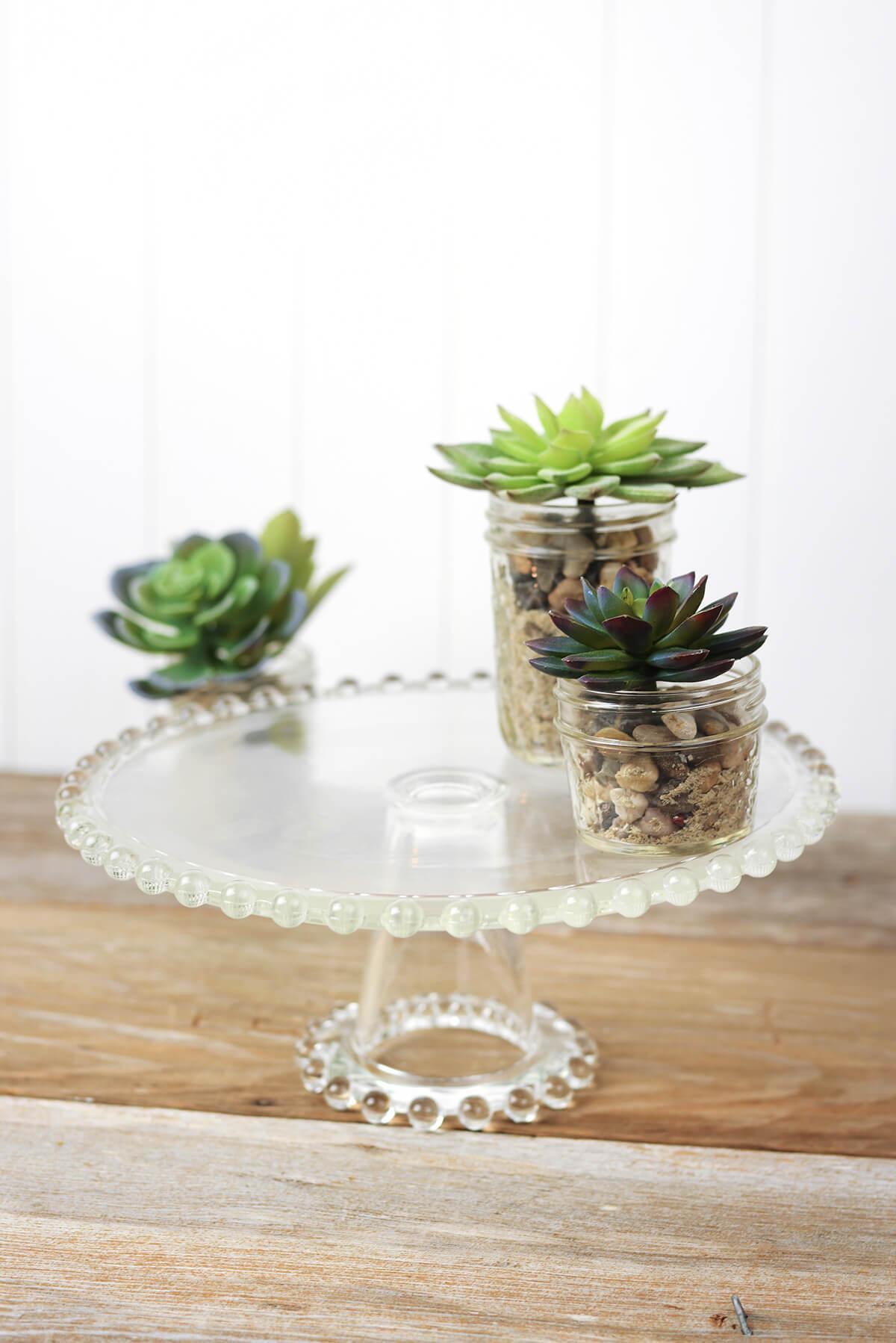 beaded edge glass cake stand pedestal 11