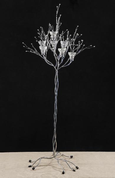 2 silver branched wedding event candle trees 43in
