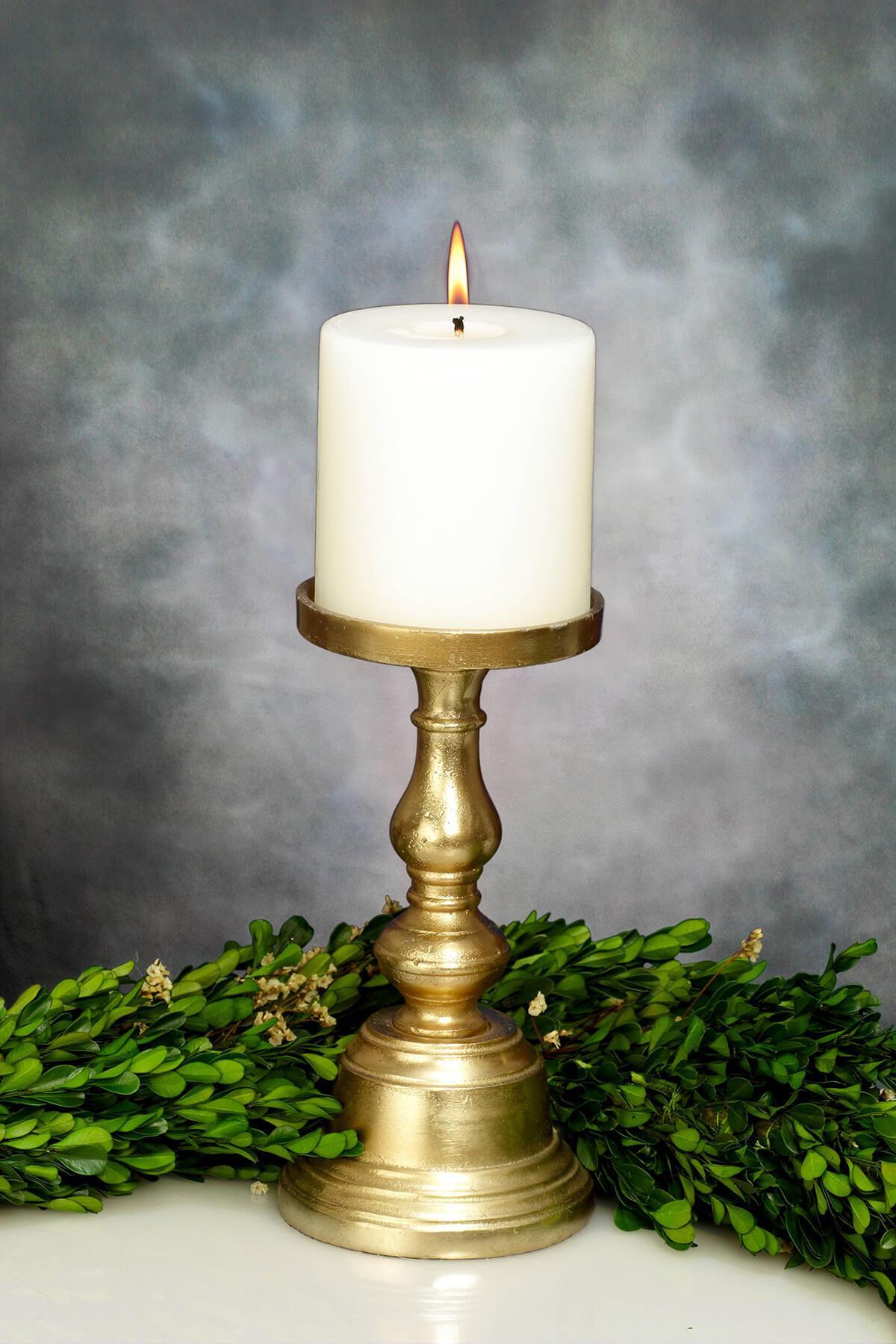 athena gold candleholder 9 5in pillar candle holders