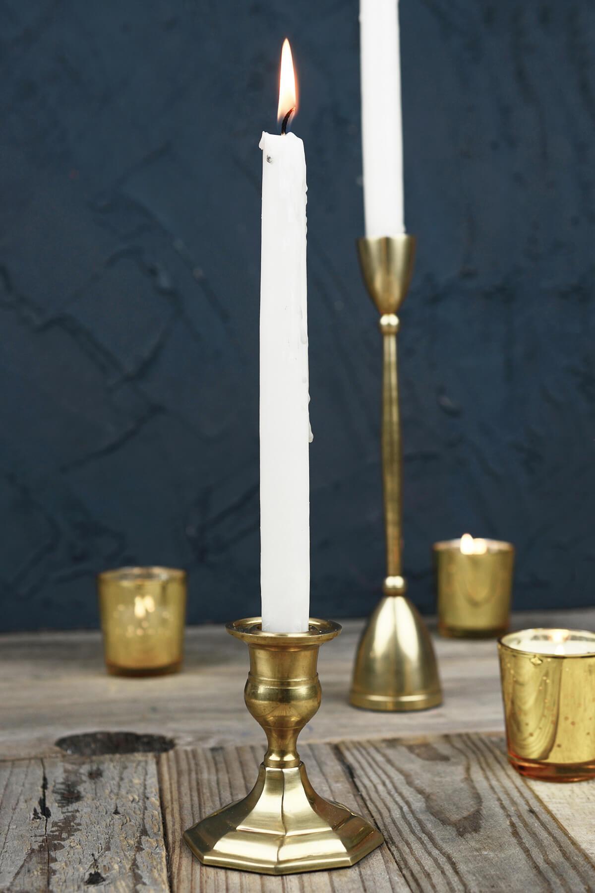 gold metal 3 75 taper candle holder antique candlestick
