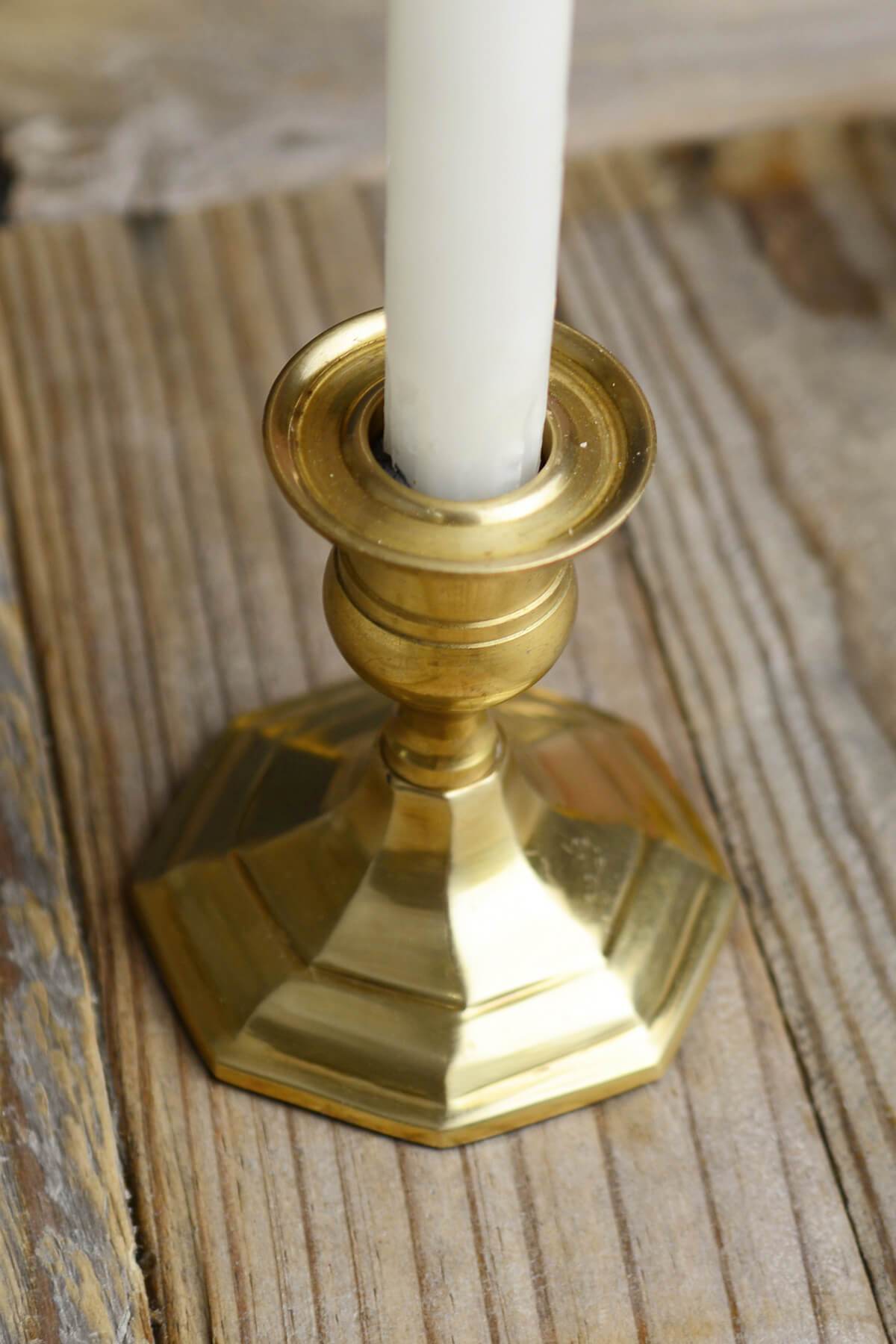 Gold Metal 3.75 Taper Candle Holder, Antique Candlestick - Quick