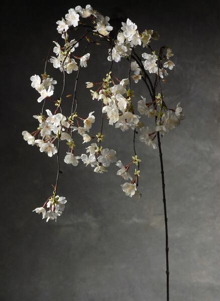 Hanging Cherry Blossom Branches White Silk Artificial 58"