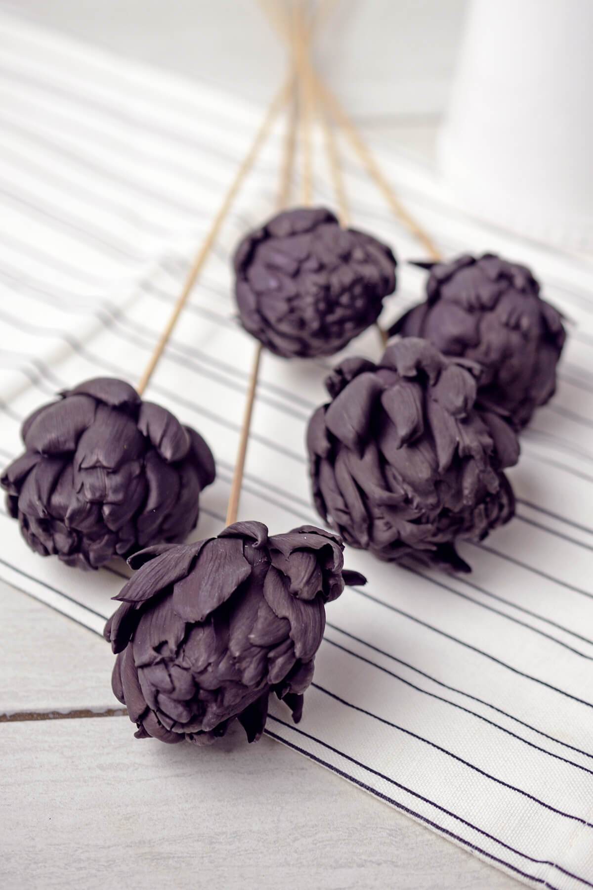 Dried Chico Choke Pod Stems Dark Purple Set of 5