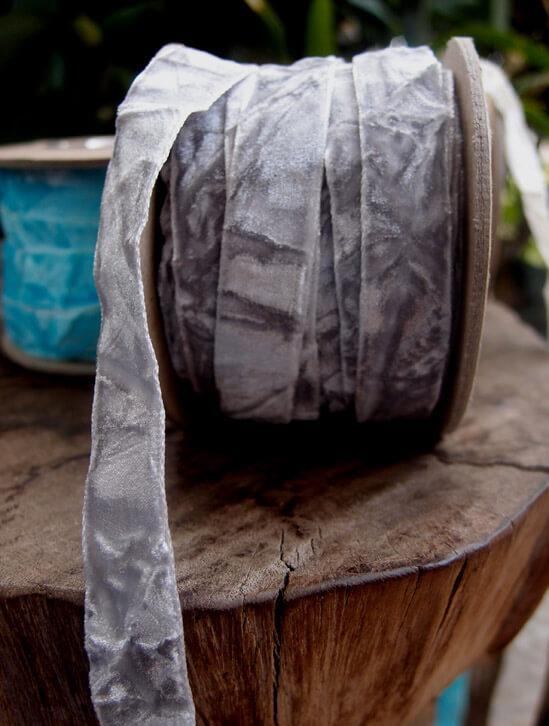 grey crushed velvet ribbon 5 8in x 11yd