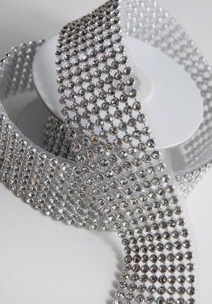 Diamond Ribbon Trim with Glass Stones 1-3/8in x 41in 8 Rows