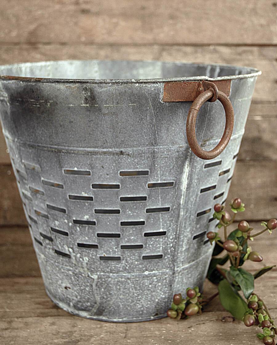 White Metal Bucket 6.5 with 2 Handles - Quick Candles