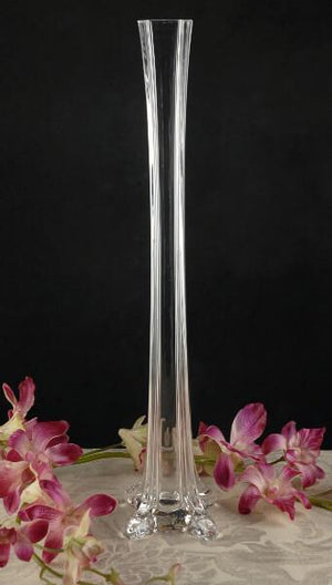 Eiffel Tower Vase, 20 High End Hand Blown Clear Glass Vintage 1 Open  Flower