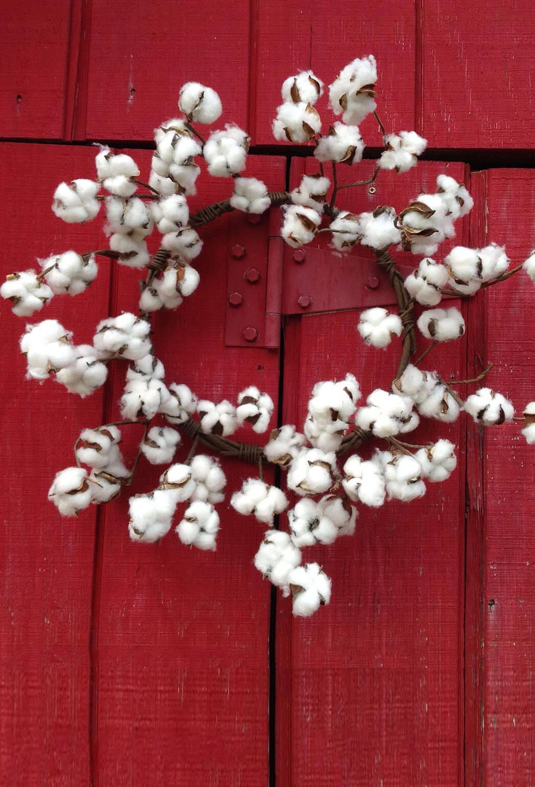 faux cotton boll wreath 22 inch
