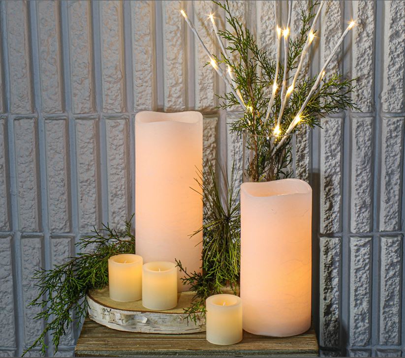 Richland 4" Large LED Pillar Candle with Wavy Top (3 Sizes) - Set of 18
