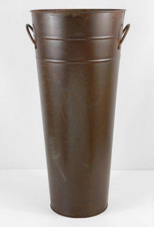 22 brown rust french flower market bucket with handles 22x10
