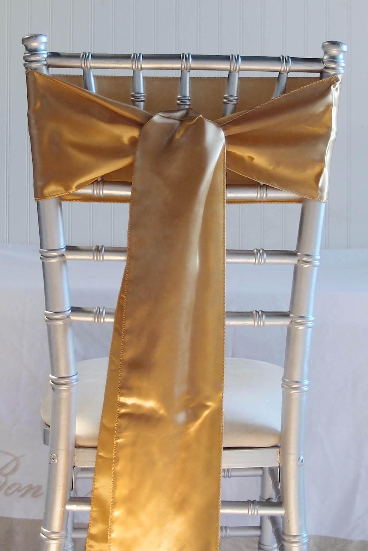 10 gold satin chair sashes