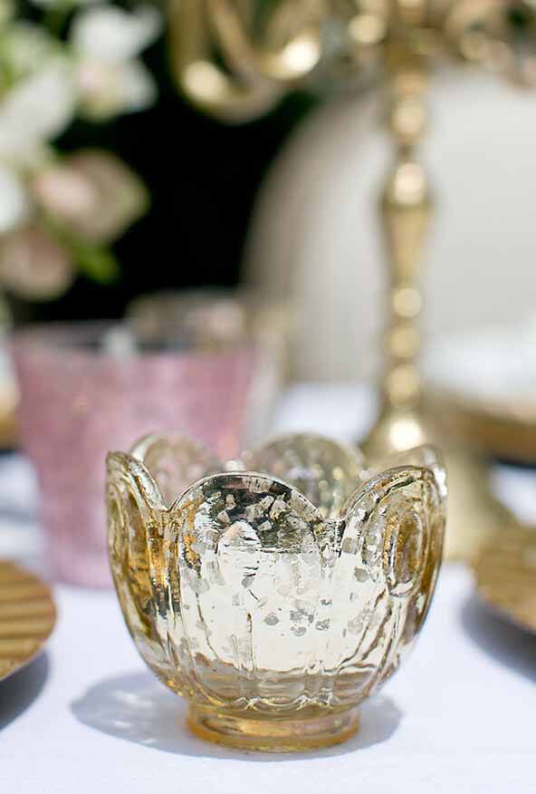 6 gold carraway votive holders