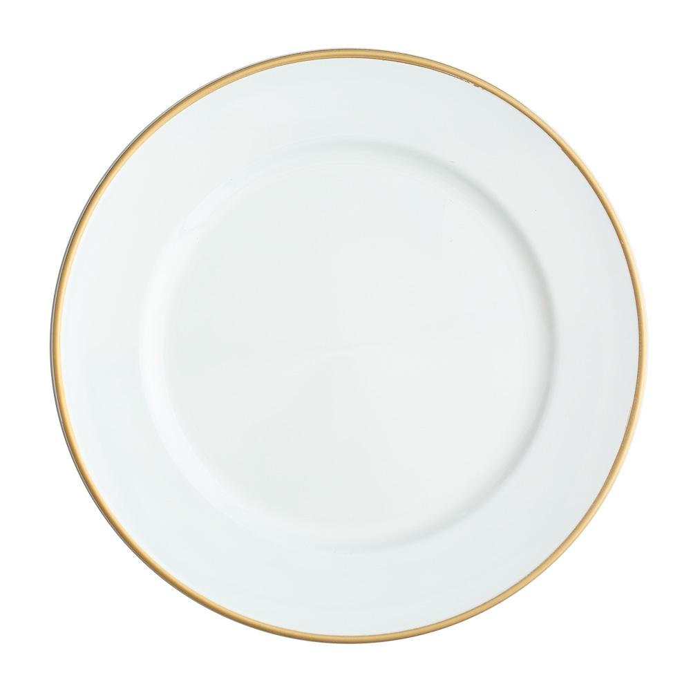 Richland 13" White with Gold Rim Charger Plate Set of 48