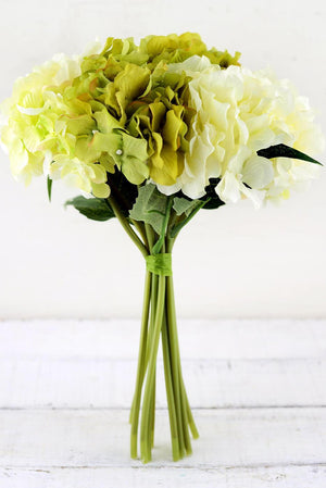 cream green hydrangea bouquet