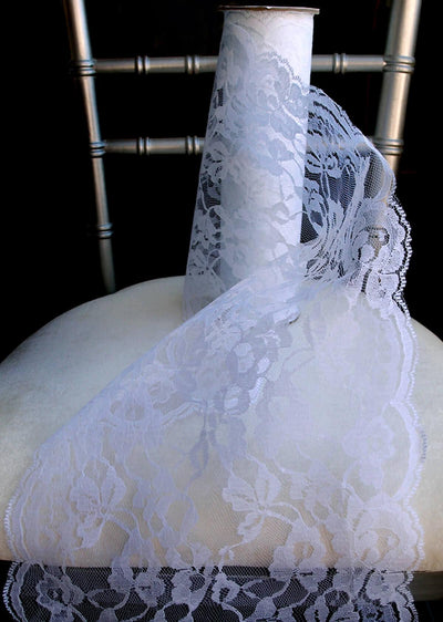 White Chantilly Lace Chair Sash and Runner 9in x 9yds