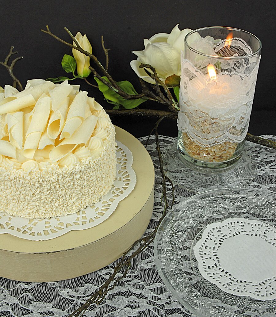 White Chantilly Lace Table Runner  14" wide x 10 yards