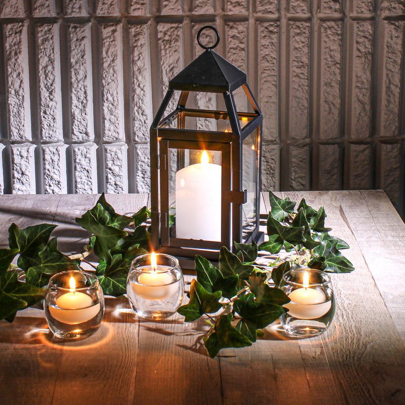 Richland Black Contemporary Metal Lantern with Clear Glasses - Small - thumbnail number 4