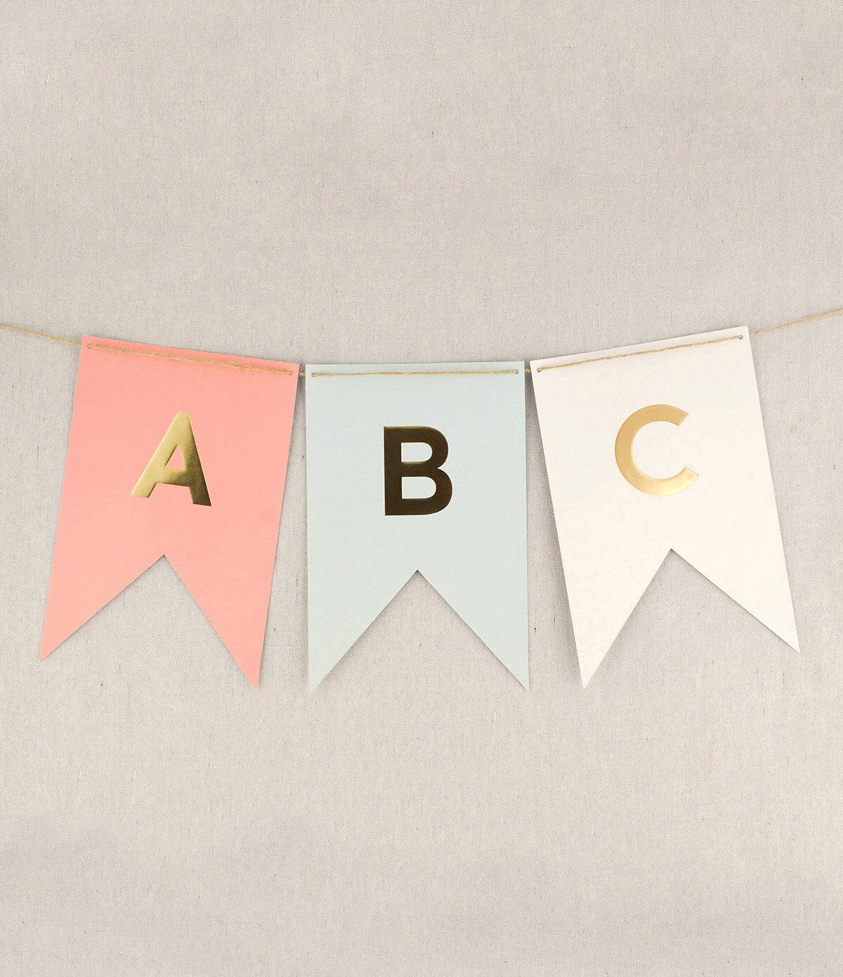 Pastel Banner w/Gold Letters (46 letters) - Quick Candles