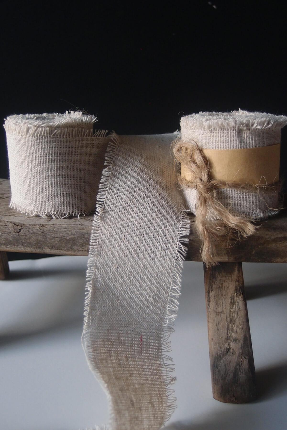 Linen Ribbon Natural 2" wide x  5 yds