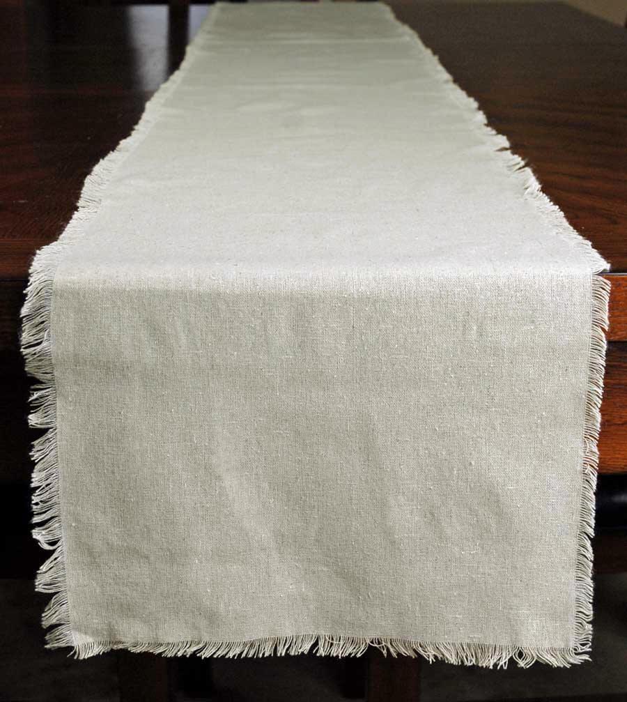 fringed edge linen table runner 12 5in x 120in
