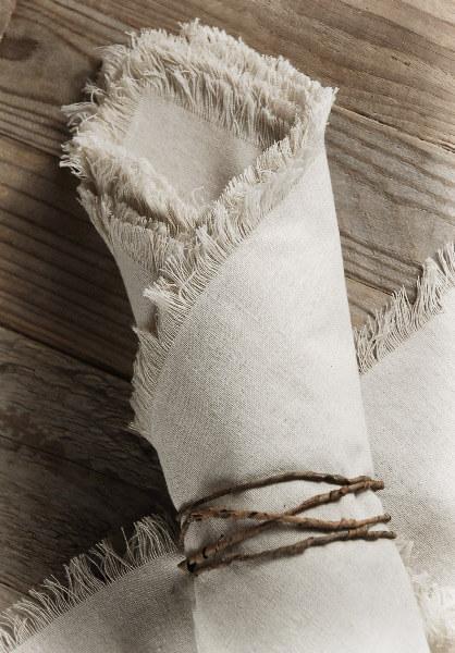 12 linen napkins with fringe edge 20in