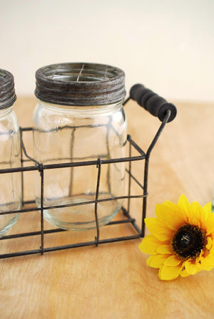 Mason Jar Vase with Frog Lid (Set of 2 Jars)