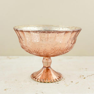 mercury glass compote rose gold 7x5 5in