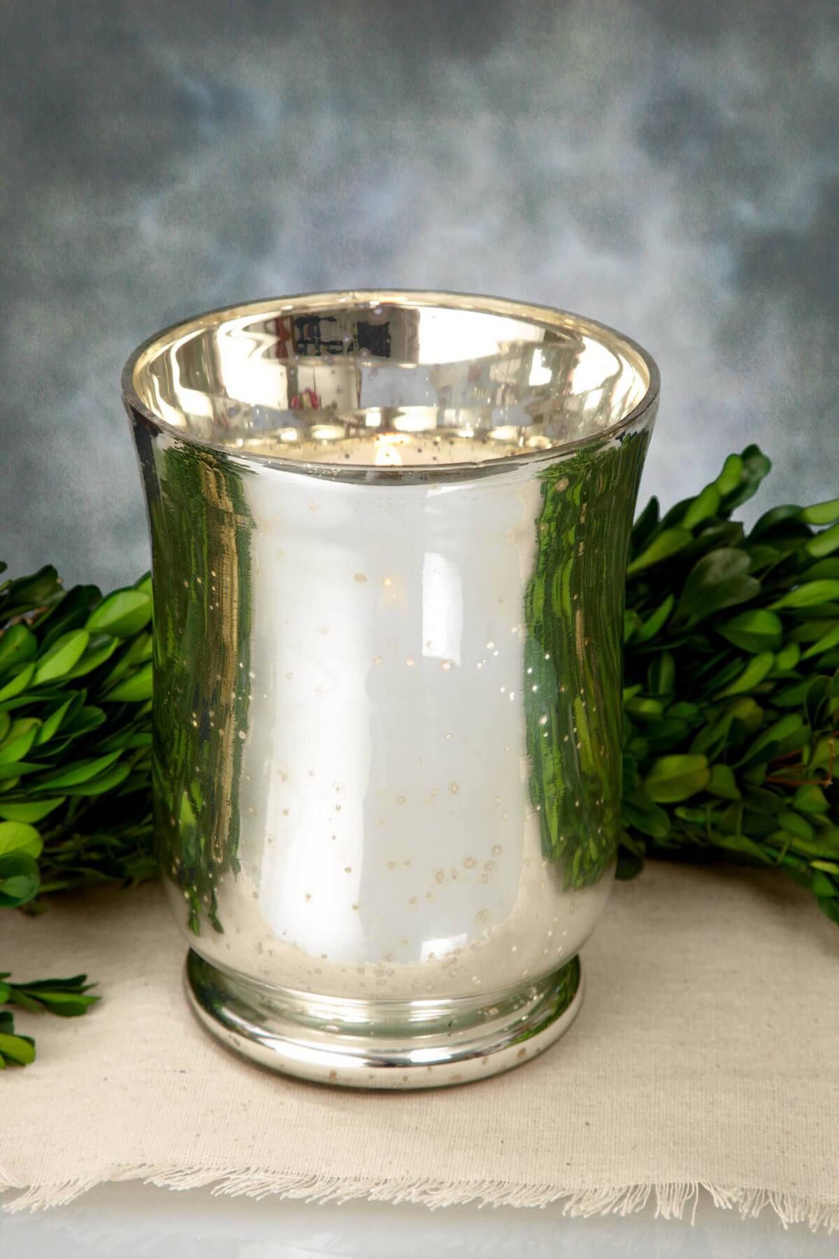 Mercury Glass Hurricane Vase 6in