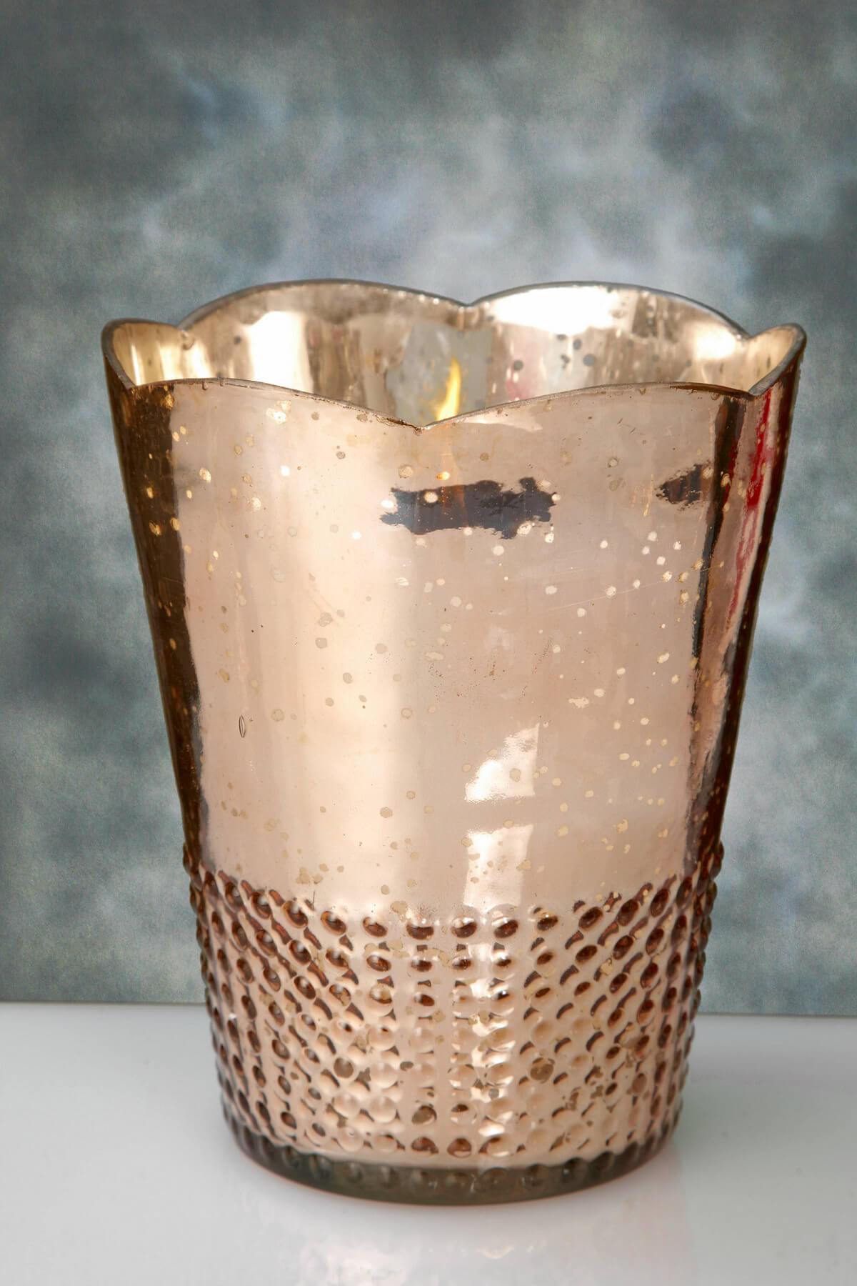 Rose Gold Mercury Glass Array Candle Holders 7.5in