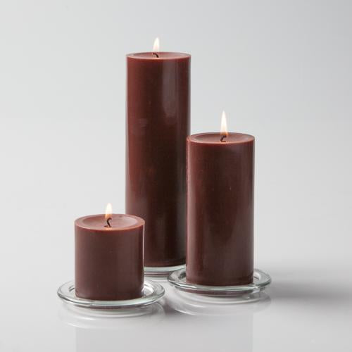 Richland Pillar Candles 3"x3", 3"x6" & 3"x9" Brown Set of 18