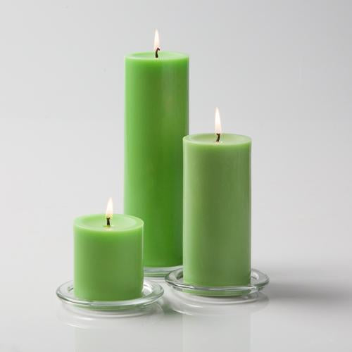 Richland Pillar Candles 3"x3", 3"x6" & 3"x9" Green Set of 18