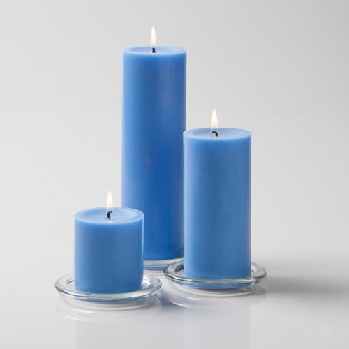 Richland Pillar Candles 3"x3", 3"x6" & 3"x9" Light Blue Set of 3