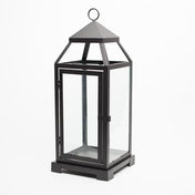 richland black contemporary metal lantern with clear glasses large - thumbnail number 1
