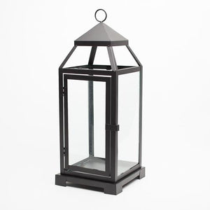 richland black contemporary metal lantern with clear glasses large