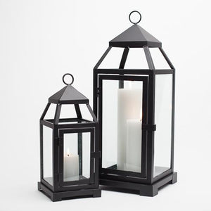 richland black contemporary metal lantern with clear glasses large