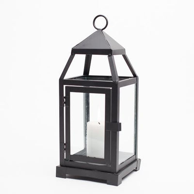 richland black contemporary metal lantern with clear glasses small - thumbnail number 7