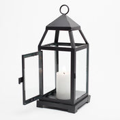 richland black contemporary metal lantern with clear glasses small - thumbnail number 1